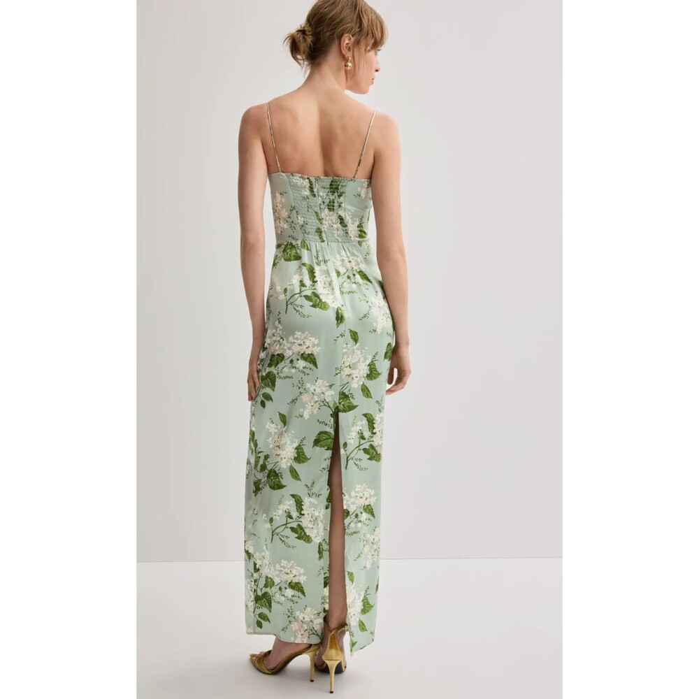 Reformation Frankie 100% Silk Midi Dress in Tea Part Green Size 6 Petite - Picture 2 of 7